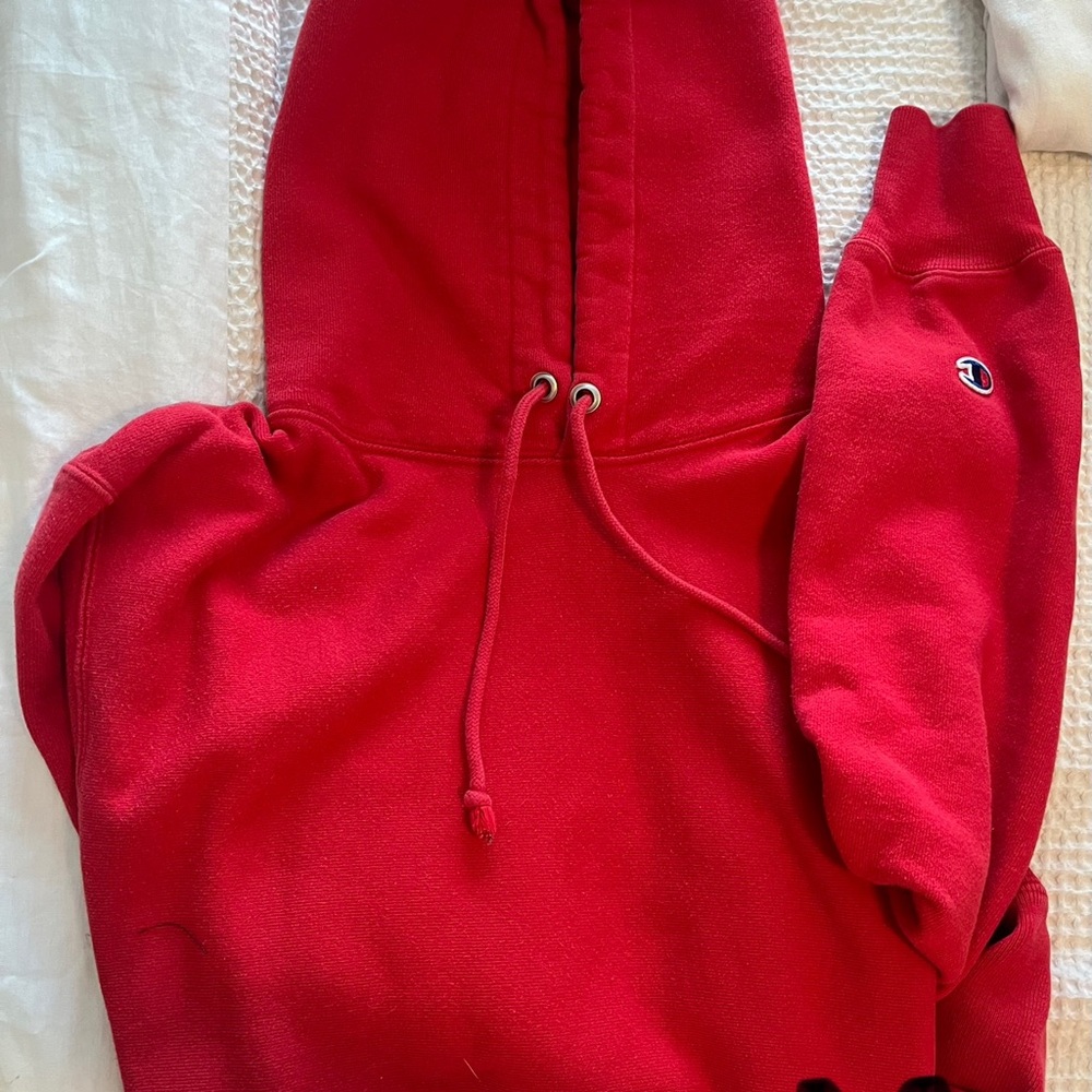 Champion Red Hoodie Sweatshirt